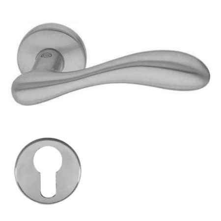 Maniglia Croco Valli e Valli H1003 per porta, rosetta e bocchetta tonda 45x11 mm foro Yale, Ottone finitura Cromo Satinato