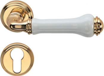 Valli & Valli  serie H 176 Spiga Maniglia per porta interna rosetta bocchetta foro per cilindro Oro bianco