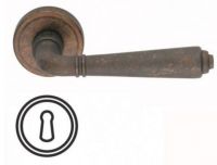 Maniglia per porta Valli e Valli H 1037 serie Teseo, con rosetta e bocchetta tonda, foro Normale, finitura Brunito