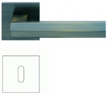 Maniglia per porta Valli e Valli H 1040 serie Siberia, con rosetta e bocchetta quadrata, foro Normale, finitura Bronzo Satinato