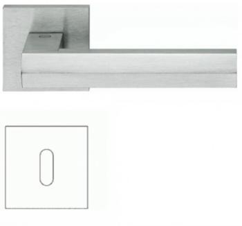 Maniglia per porta Valli e Valli H 1040 serie Siberia, con rosetta e bocchetta quadrata, foro Normale, finitura Cromo Satinato