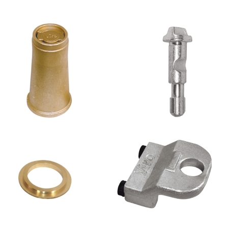 Kit campana di bloccaggio 696 Viro per lucchetto serranda basculante, con tettoia, perno e ghiera, materiale Ottone e Acciaio