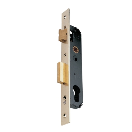 Serratura da infilare 7431 Viro per porta, bordo quadro, foro yale, entrata 30 mm, interasse 85 mm, Ottone finitura Satinato