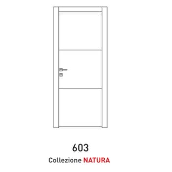 Porta a battente Viemme Porte serie Natura modello 603, pannello liscio con 2 inserti metallici orizzontali
