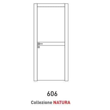 Porta a battente Viemme Porte serie Natura modello 606, pannello liscio con 2 inserti metallici orizzonali a fascia stretta
