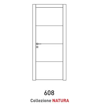 Porta a battente Viemme Porte serie Natura modello 608, pannello liscio con 3 inserti metallici orizzontali