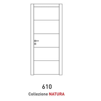Porta a battente Viemme Porte serie Natura modello 610, pannello liscio con 4 inserti metallici orizzontali