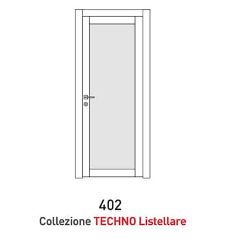 Porta a battente Viemme Porte serie Techno Listellare modello 402, pannello liscio non reversibile, con opzione Vetro Satinato Bianco