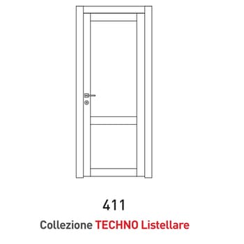 Porta a battente Viemme Porte serie Techno Listellare 411, porta listellare con due pannelli asimmetrici e un traverso