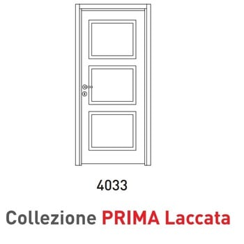 Porta a battente Viemme Porte serie Prima Laccata 4033, porta laccata con tre pannelli simmetrici incisi e due traversi