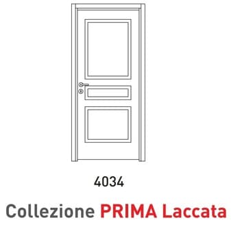 Porta a battente Viemme Porte serie Prima Laccata 4034, pannello laccato con tre pannelli asimmetrici incisi e due traversi