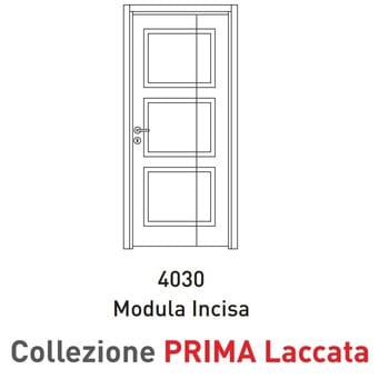 Porta a battente pieghevole Viemme Porte serie Prima Laccata 4030 Modula Incisa, porta con tre pannelli simmetrici incisi