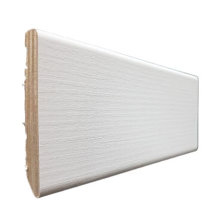 Battiscopa Idoor per rifinitura, dimensione 75x10 mm, lunghezza 2400 mm, confezione da 10 aste, Listellare finitura Bianco Matrix