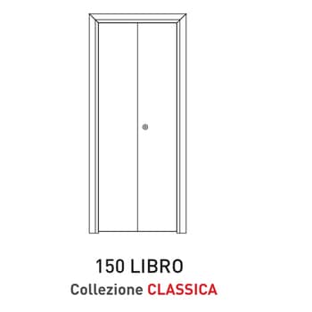 Porta a battente pieghevole Viemme Porte serie Classica modello 150 Libro, pannello liscio formato da due ante simmetriche, con coprifilo standard tondo