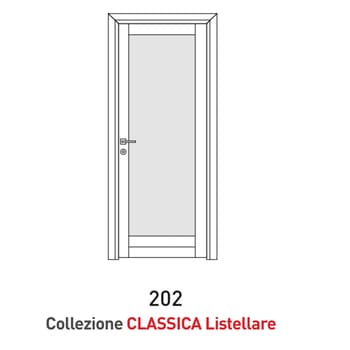 Porta a battente Viemme Porte serie Classica Listellare modello 202,  pannello liscio non reversibile, con opzione Vetro Satinato Bianco