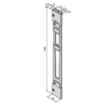 Contropiastra regolabile Welka per serratura da montante, profilo R40/R50, altezza 248 mm