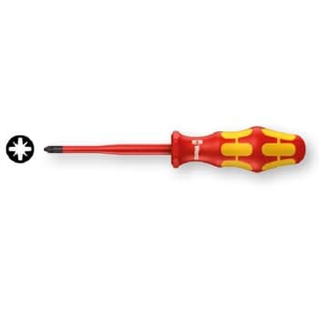 Cacciavite a croce 165 iS PZ Wera, isolato VDE, con lama a diametro ridotto, per vite Pozidriv 2, lunghezza lama 100 mm