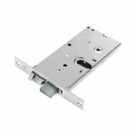 Elettroserratura da infilare Yale Silver Basic per porta in alluminio, foro ovale, con scrocco e pistone, catenaccio 2 mandate, fascia alta, entrata 70 mm, interasse 48 mm, frontale 16 mm