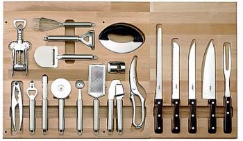 Set da 14 accessori da cucina in inox + kit 5 coltelli per cestone da 900 mm
