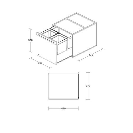 Portarifiuti box 1 tecnoinox per sottolavello cucina, base 300 mm, altezza  370 mm, 1 cesto ad estrazione su guide, acciaio inox aisi 304