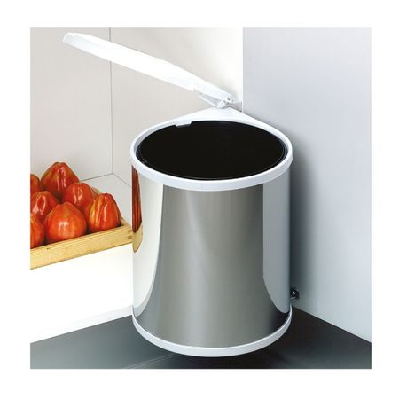 Victory Pattumiera Da Incasso Traditionline 16L – Cestino Estraibile Con Coperchio Automatico, Per Mobili Da 30cm, Grigio Alluminio