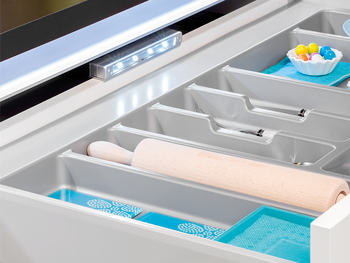 Portaposate optima universal per cassetti cucina emuca, in plastica grigia,  altezza 45 mm, moduli 1.200