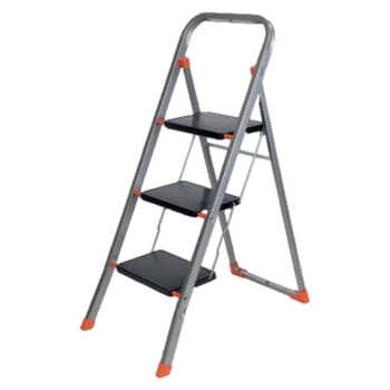 Double Elite Sgabello Pieghevole Regolabile In Altezza (3 Livelli) - Metallico, Portata 150 Kg - Grigio/Nero Per Adulti, Bambini E Anziani