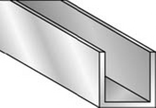 Profilo in alluminio brillantato forma U dimensioni 10 x 10 x 1 mm