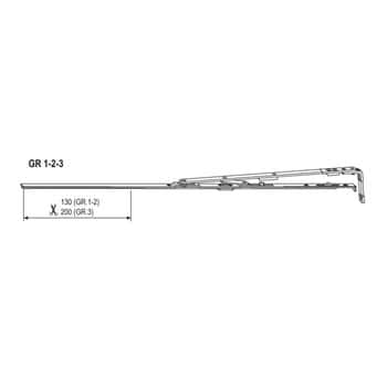 Braccio forbice AGB TESI per anta ribalta, GR 01, larghezza anta 280-420 mm, dimensione braccio 206 mm