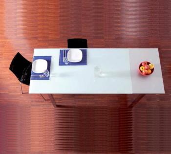 Tavolo da cucina BASIC 800 x 1300 mm allungabile a 1800 mm piano in  Vetro Float Bianco White