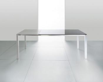 Tavolo da cucina Capotavola 700 x 1100 mm allungabile a 1500 mm Struttura Alluminio Brill + Vetro Float Bianco