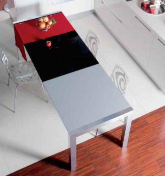 Tavolo da cucina Twin Larghezza 800 mm Lunghezza 1420 mm allungabile fino a 2220 mm Struttura Alluminio Bianco + Vetro Extra White