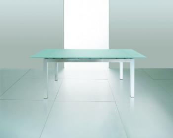 Tavolo per soggiorno VULCANO 900 x 1600 mm allungabile a 2080 mm piano in Vetro Float Bianco