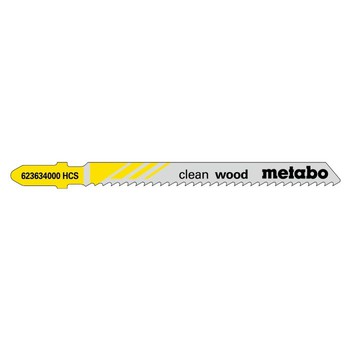 Confezione 5 lame a seghetto Metabo Clean wood denti alternati e rettificati, per legno e plastica, dimensioni 74x1,50 mm
