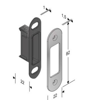 Contropiastra regolabile per serratura magnetica Bonaiti, dimensioni 82x22 mm, colore Nero Opaco