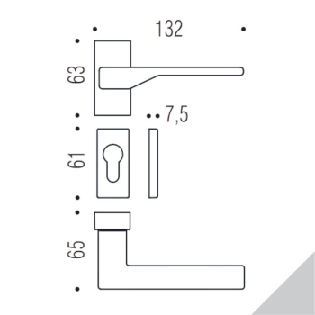 Maniglia Dea FF 11 RSMY Colombo Design per porta, foro Yale, rosetta stretta 63x30 mm, finitura Cromat