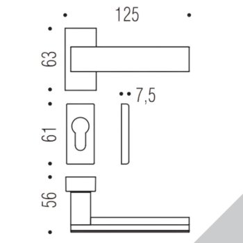 Maniglia Alba LC 91 RSMY Colombo Design per porta, foro Yale, rosetta rettangolare 63x30 mm, finitura Cromo-Cromat