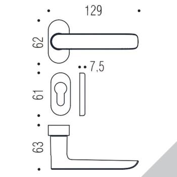 Maniglia Lund SE 11 RSMY Colombo Design per porta, foro Yale, rosetta stretta ovale 62x30 mm, finitura Cromat