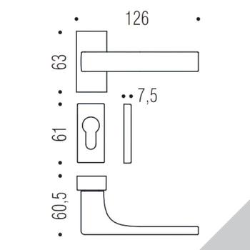 Maniglia Robocinque S ID 71 RSMY Colombo Design per porta, foro Yale, rosetta rettangolare 63x30 mm, finitura Cromat