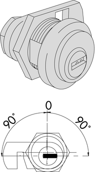 Cilindro Cisa serie AP3, con rotazione 90°/90°, colore Ottone sabbiato nichelato