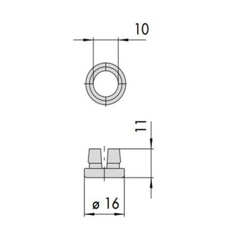 Boccole antirumore Cisa per asta con diametro di 10 mm, lunghezza 11 mm, per serratura in alluminio