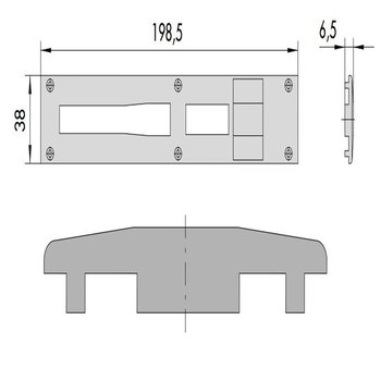 Contropiastra Cisa in nylon, per serratura da applicare, dimensione 198,5x38mm, spessore 6,5 mm