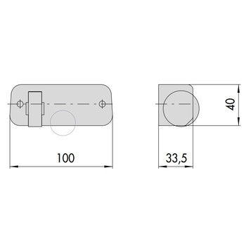 Bocchetta a rullo Cisa, accessorio per serratura in ferro, dimensione 33,5x 40 mm, lunghezza 100 mm