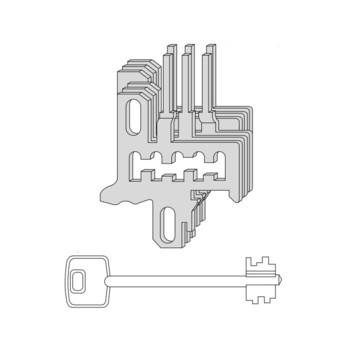 Gruppo nottolini in acciaio Cisa, componente di cifratura per serratura a mappa, 3 chiavi  serie 1.00102.00.1