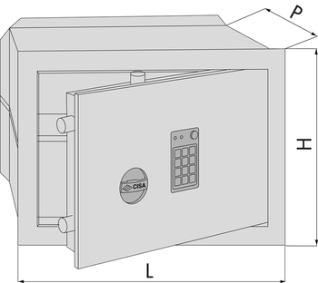 Cassaforte da murare con combinatore elettronico Cisa serie DGT Vision, dimensioni 360x240x200 mm, 2 catenacci orizzontali