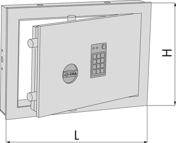 Cassaforte componibile da murare Cisa serie Darwin, frontale con combinatore elettronico, dimensioni 420x300 mm, 2 caten [...]