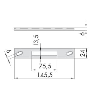 Contropiastra Cisa, in acciaio inox a U, accessorio per serratura in alluminio, dimensioni 24x6 mm, lunghezza 145,5 mm