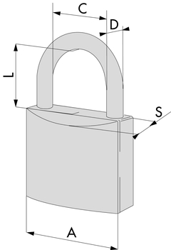 Lucchetto in ottone Cisa Locking Line, arco normale, larghezza esterna 30 mm, altezza esterna 30 mm