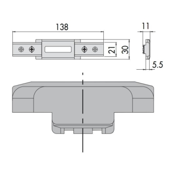 Contropiastra 06465.41 Cisa per serratura profilo R40-50TT, regolabile, frontale 138x21 mm, finitura Nero