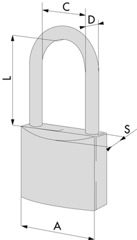 Lucchetto in ottone Cisa Locking Line, arco lungo, larghezza esterna 30 mm, altezza esterna 30 mm